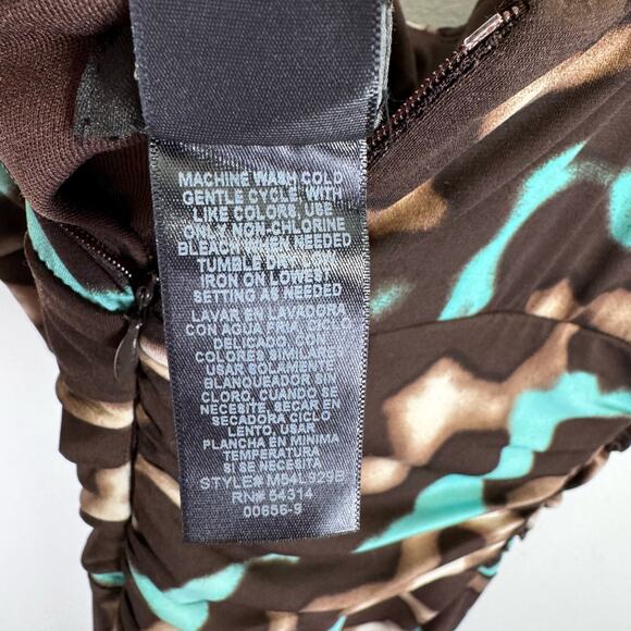 BISOU BISOU 90s Y2K Brown Blue Cheetah Print Dress Size 10 Funky Retro Vintage - Picture 10 of 10